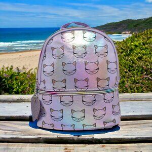 OMG Brand, Kitty Print, Mini Backpack, Travel Bag, Overnight Bag, Lavender